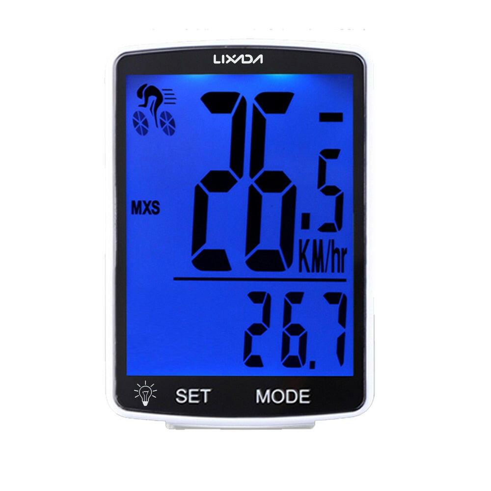 LIXADA Wireless Bike Computer LCD Screen Bicycle Computer Mountain Bike Speedometer Odometer IPX6 Waterproof Cycling Stopwatch-WAYBIKER