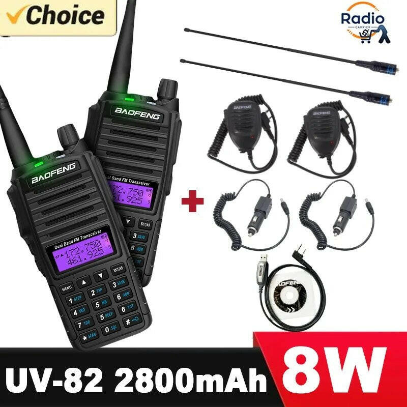 Baofeng Walkie Talkie 2 Way Ham radio comunicador UV 82 Dual PTT 8W 5W 10KM Dual Band UV-82 UHF VHF UV82 UV 5R 9R 13 UV16 Radios-WAYBIKER