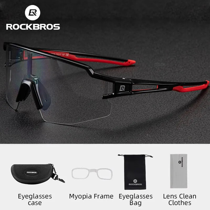 ROCKBROS Cycling Glasses Photochromic Lens Bike Eyewear Glasses UV400 Outdoor Sports Sunglasses Unisex Bicycle Glasses Goggles-WAYBIKER