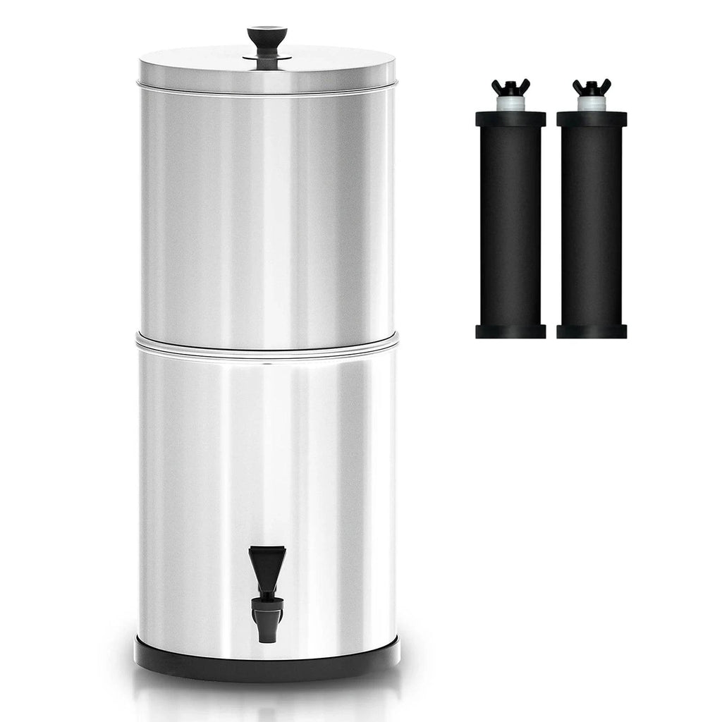 1L Gravity Water Filter System Stainless Steel Water Filtration Bucket for Home Outdoor Camping Hiking Emergency Preparedness-WAYBIKER