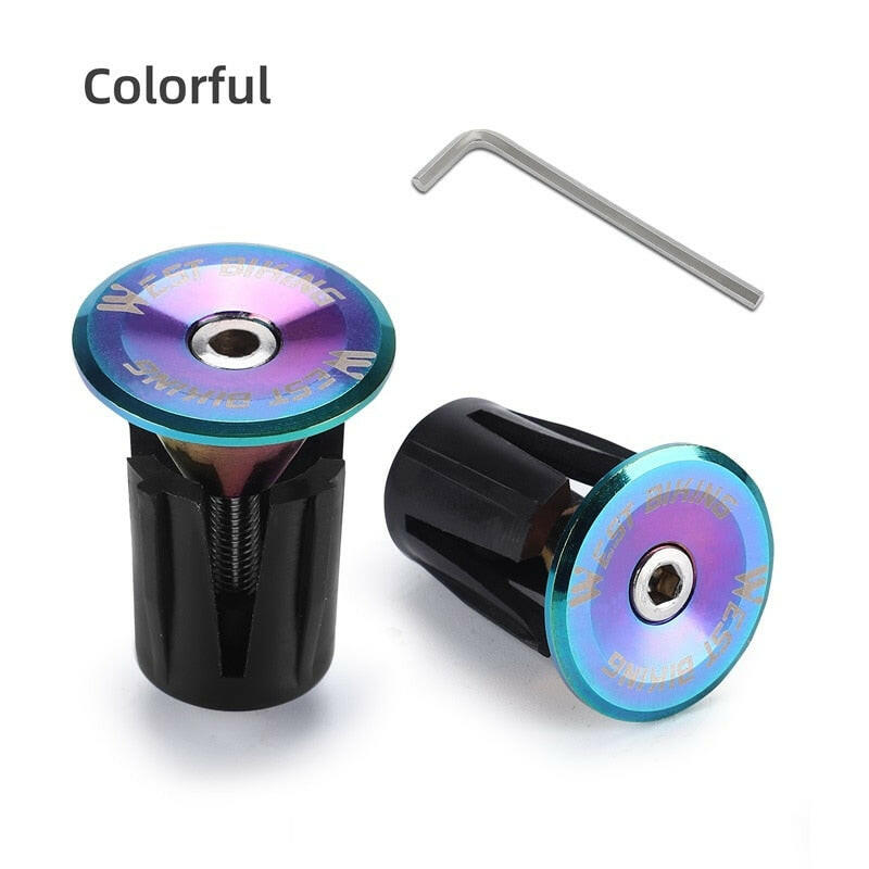 WEST BIKING Colorful Handlebar End Plugs With Tools Alunimum Alloy Road Bike MTB Handle Bar End Cap Expansion Plugs 22-24mm-WAYBIKER