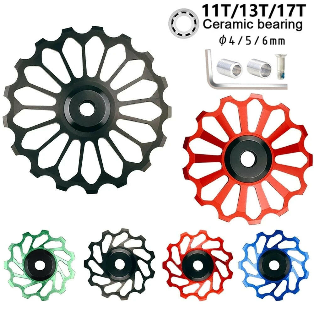 11T 13T 17T MTB Road Bike Rear Derailleur Jockey Wheel Ceramic Bearing Pulley CNC Guide Roller ldler 4mm5mm6mm For Shimano Sram-WAYBIKER