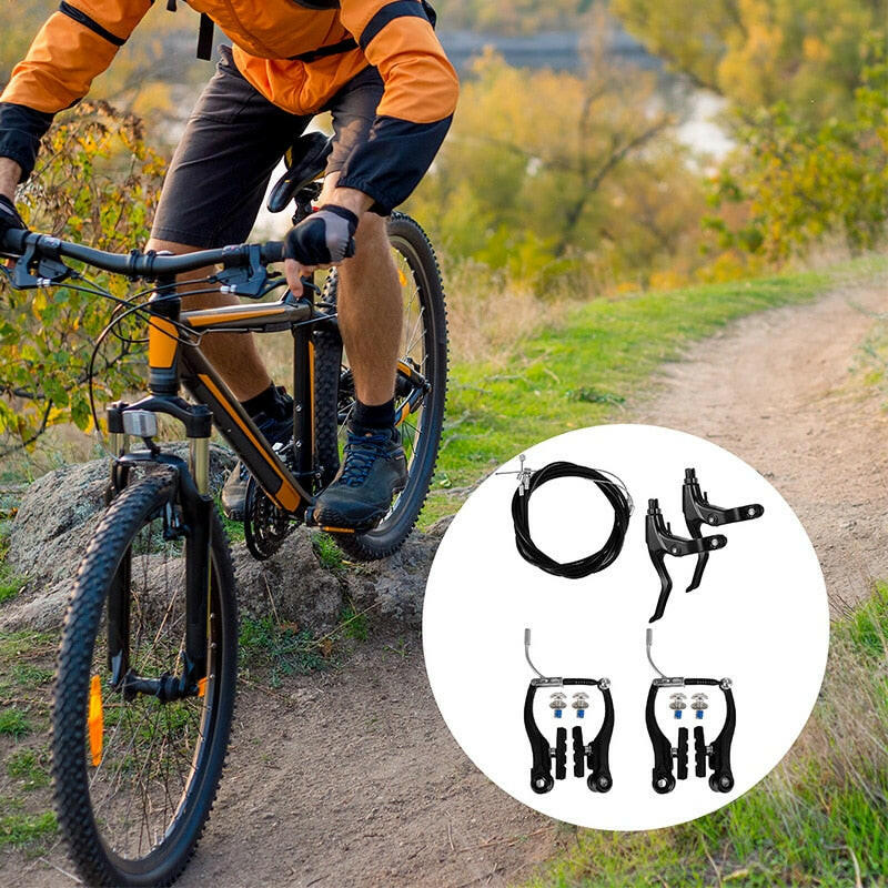 Complete Mtb Alloy Bicycle Mountain Bike V Brake And Lever And Cable (Front + Rear) Set Brake Sensitivity Mtb Bike Componentes-WAYBIKER