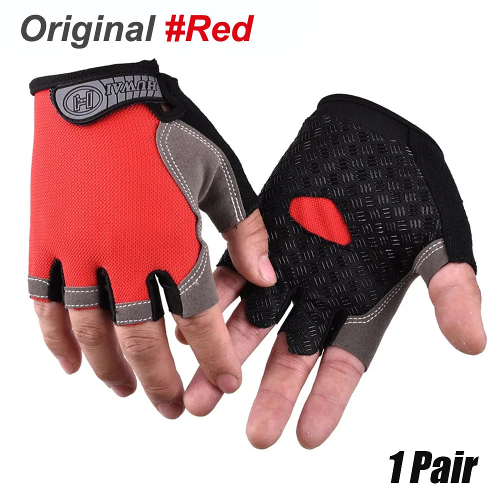 1Pair Cycling Gloves for Men & Women, Anti Slip Shock Absorbing Biking Gloves Half Finger Gel Pad Breathable Bike Bicycle Gloves-WAYBIKER