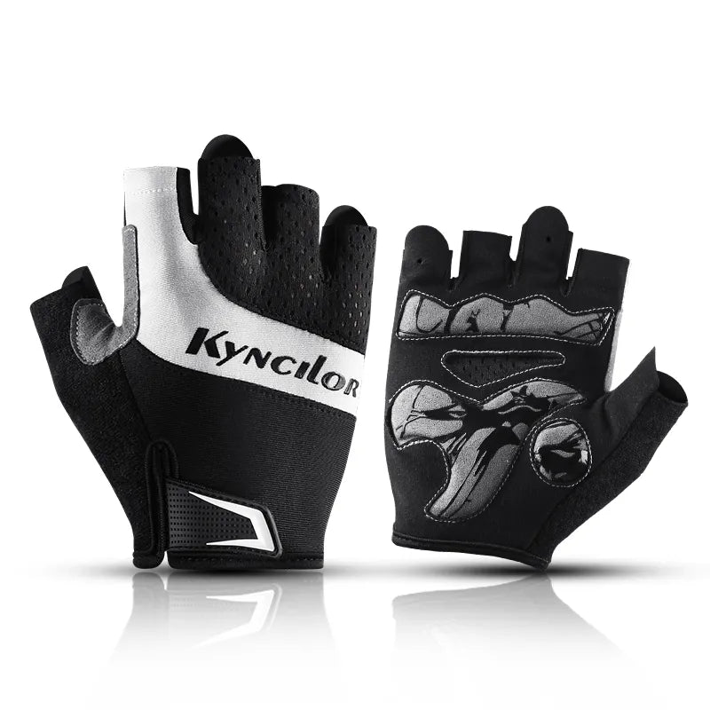 Half Finger Sports Cycling Gloves Breathable Sweat Non-Slip Wear MTB Gloves Fitness Gym Riding Motorcycle Gloves Men Black-WAYBIKER