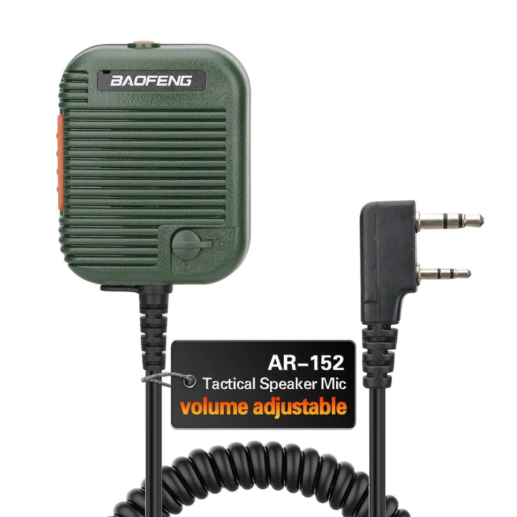 Baofeng AR-152 Tactical Remote Speaker Mic K Plug 2 Pin Volume Adjustable For AR-152 UV-5R S9 PLUS Walkie Talkie Two Way Radio-WAYBIKER