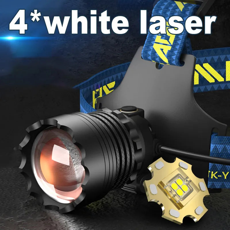 2023 New Super Bright Headlamp 18650 Rechargeable LED Head Flashlight Waterproof Head LED Light Camping Torch Fishing Head Lamp-WAYBIKER