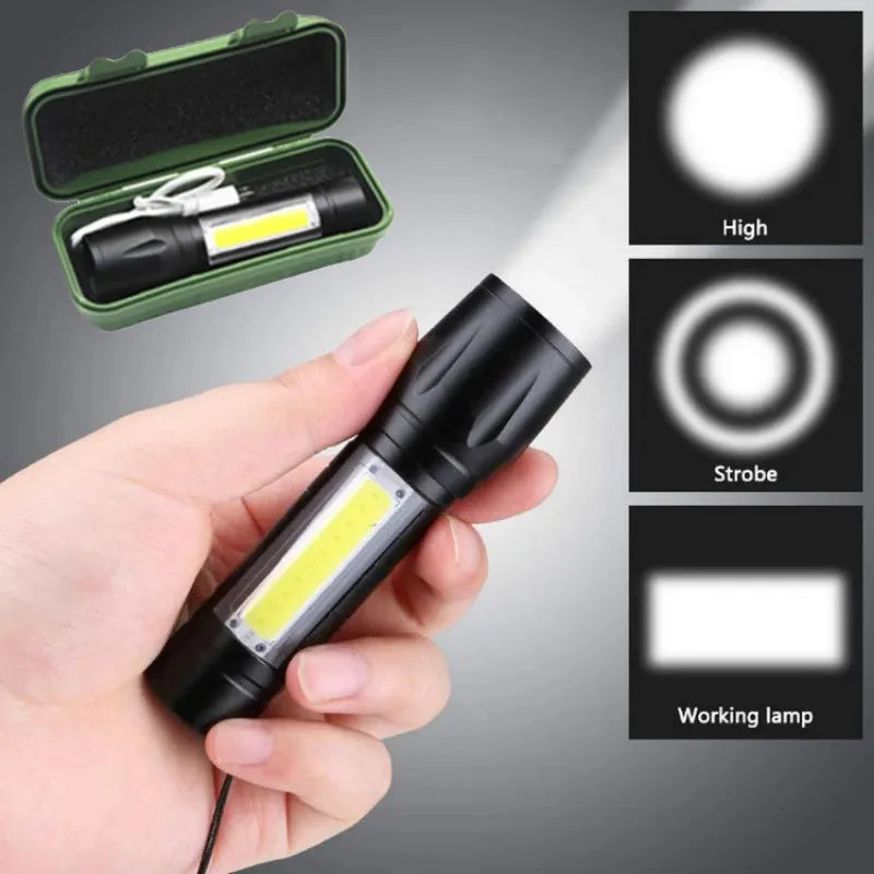 Mini Led Flashlight Built In Battery Zoom Focus Portable Torch Lamp Rechargeable Adjustable Waterproof Outdoor USB Led Penlight-WAYBIKER