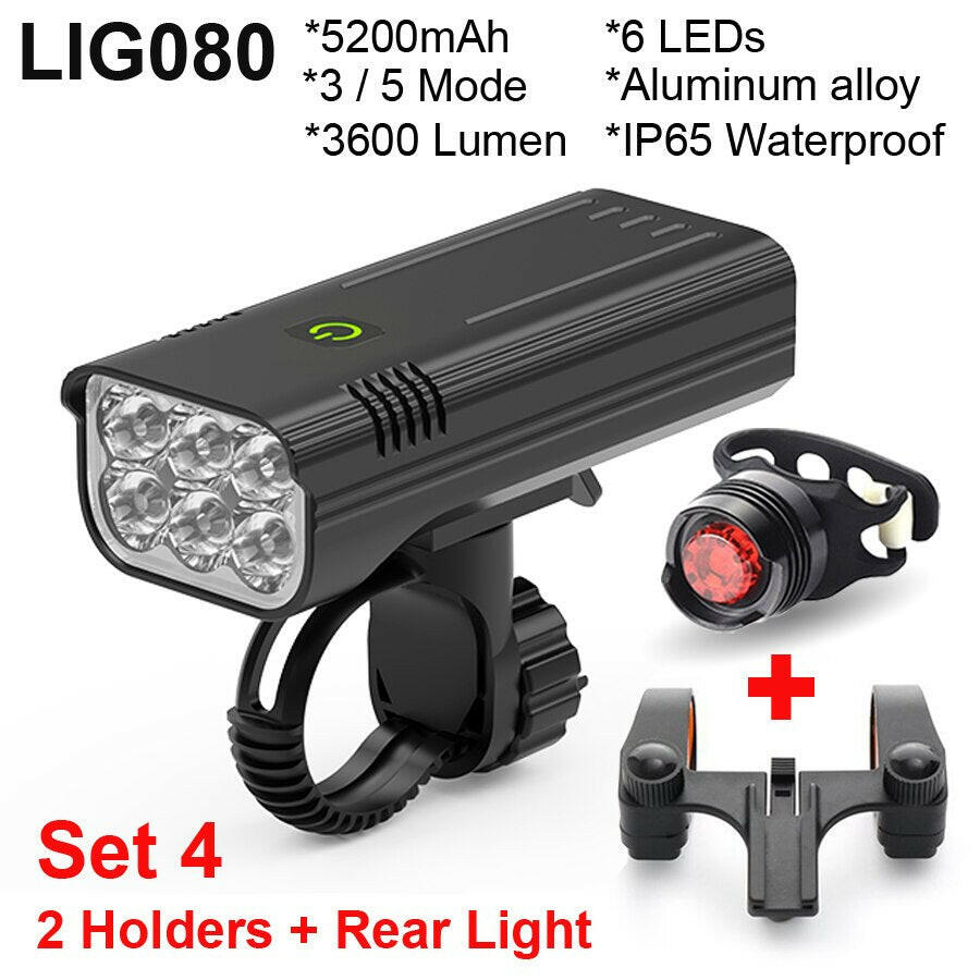 NEWBOLER Bicycle Light 4800 Lumen USB Chargeable Rainproof MTB Bike Light Set With 2 Holder 10000mAh Flashlight Bike Accessories-WAYBIKER