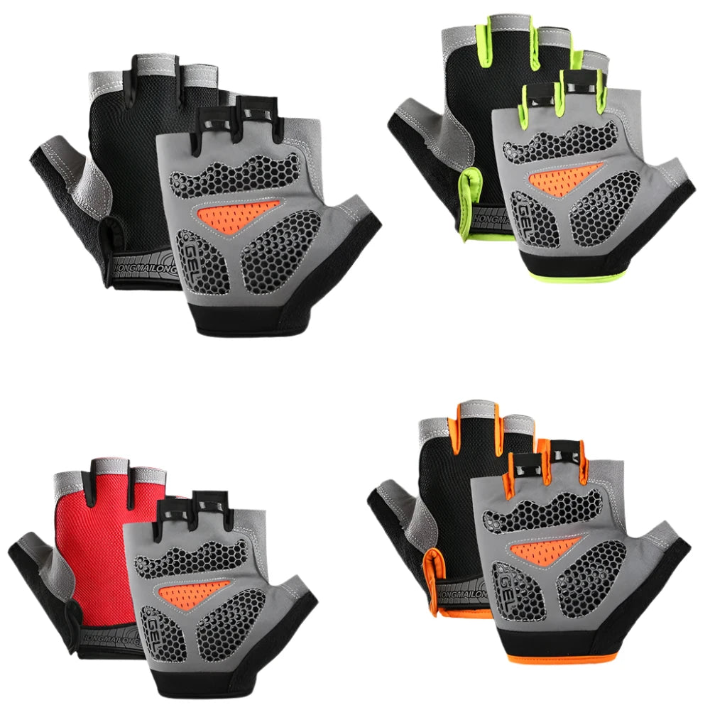 Anti Slip Shock Breathable Half Finger Gloves Breathable Cycling Gloves Fitness Gym Bodybuilding Crossfit Exercise Sports Gloves-WAYBIKER