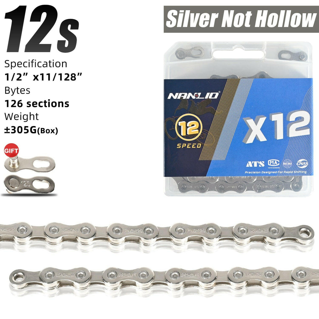 Nanlio Bicycle Chain 116L  X9 X10 X11 X12 9/10/11/12 Speed Road MTB Bike Chain Crankset 8 9 10 11 12s Derailleur hollow 126L box-WAYBIKER