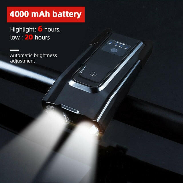 4000mAh Induction Bicycle Front Light Set USB Rechargeable Smart Headlight With Horn 800 Lumen LED Bike Lamp Cycling FlashLight-WAYBIKER