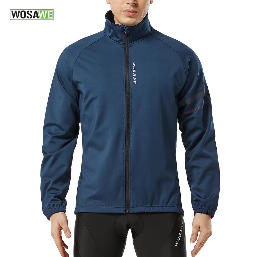 WOSAWE Men Cycling Jacket Winter Thermal Fleece Bicycle MTB Road Bike Clothing Windproof Waterproof Long Jersey Keep Warm Coat-WAYBIKER
