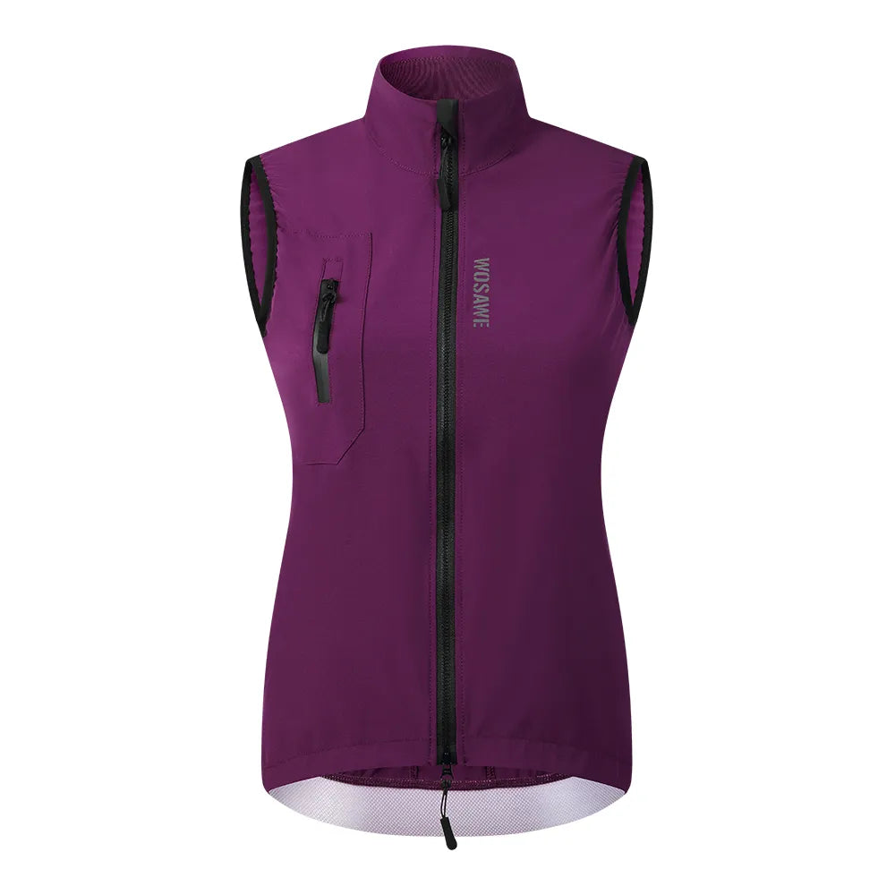 WOSAWE Cycling Vest Women Windproof Waterproof Bicycle Coats Summer Breathable Sleeveless MTB Bike Gilet With 2 Big Back Pocket-WAYBIKER