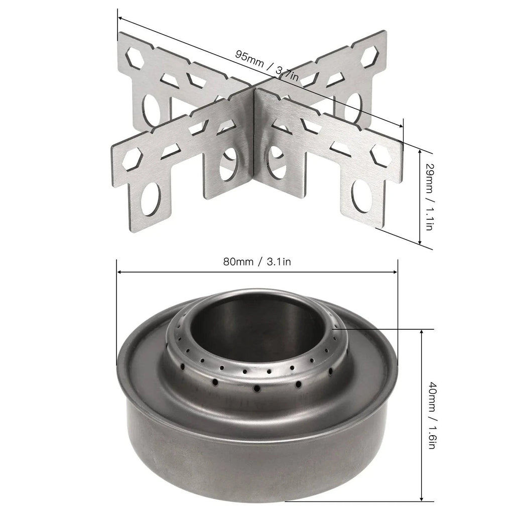 Lixada Outdoor Camping Stainless Steel/Titanium Mini Alcohol Stove with Cross Stand Stove Rack Support Stand For Hiking Picnic-WAYBIKER
