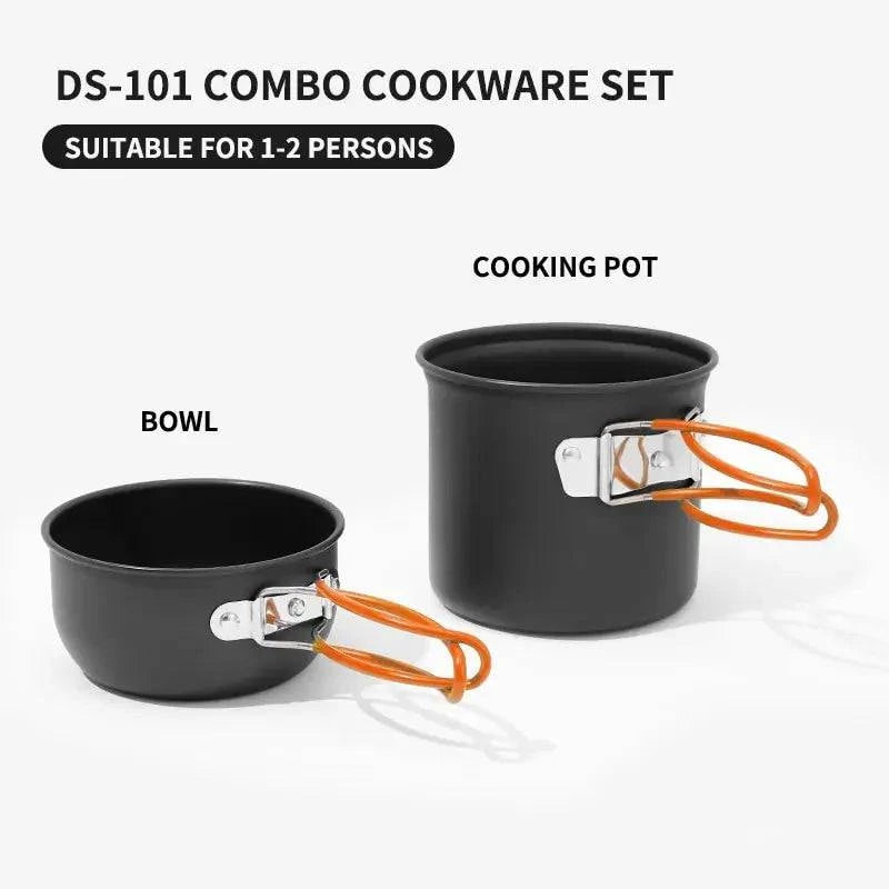 Ultralight Camping Cooking Utensils Outdoor Tableware Pot Set Hiking Picnic Travel Tourist Dishes Supplies Equipment-WAYBIKER