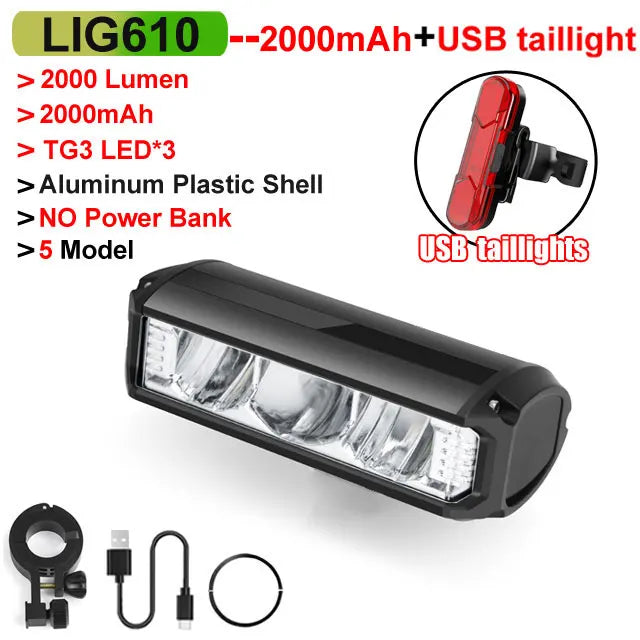 NEWBOLER Bicycle Light Front 10000mAh Bike Light 6000Lumen Waterproof Flashlight USB Charging MTB Road Cycling Lamp Accessories