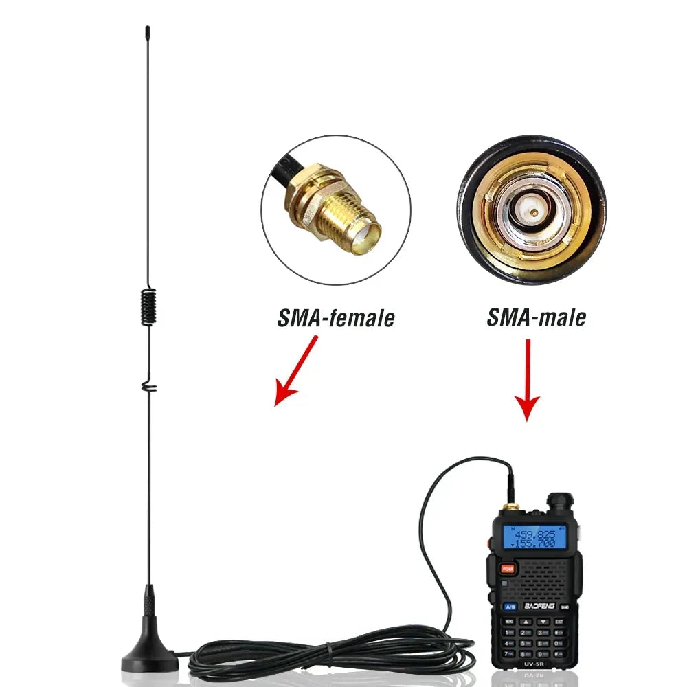 UT-106UV Car Antenna Magnetic SMA-F Dual Band On-board Antenna VHF UHF for Baofeng UV-5R UV82 GT-3TP GT-5 Ham Radio Accessories-WAYBIKER
