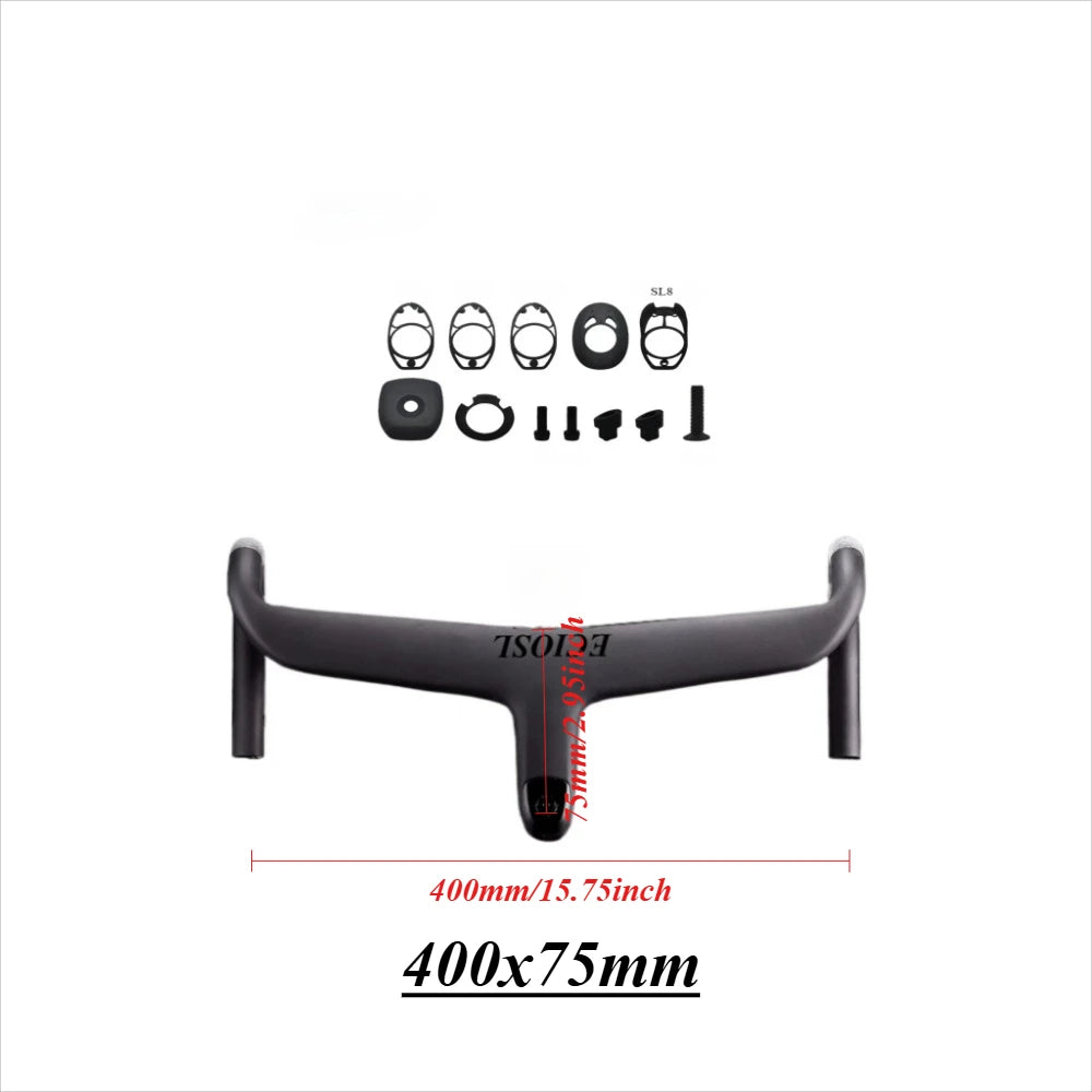 ECIOSL Carbo handlebar carbon stem roval Internal Cable Routing Road Bicycle Handlebar Cockpit Di2 color changing laser