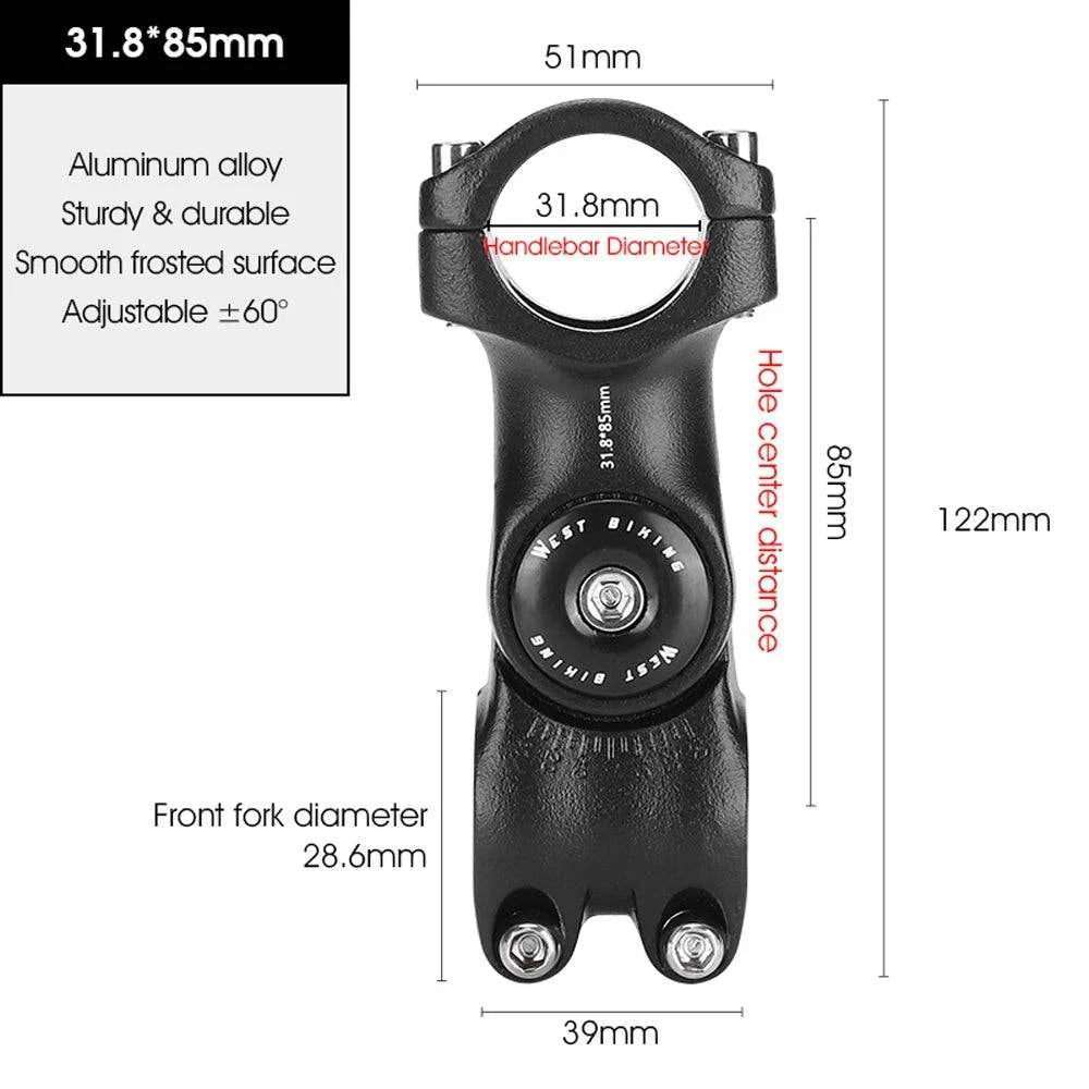 Adjustable Bicycle Handlebar Stem Variable 60 Degree Angle Aluminum Alloy Bike Handlebar Riser Road Bike Front Fork Stem Adapter-WAYBIKER