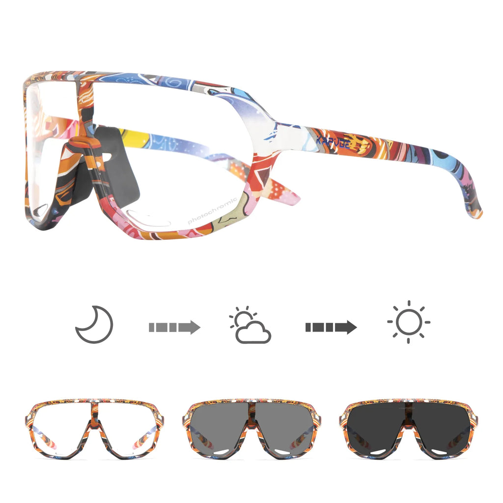 KAPVOE Outdoor Sport Photochromic Cycling Sunglasses UV400 Road Bike Cycling Glasses for Men Women MTB Driving Bicycle Goggles-WAYBIKER