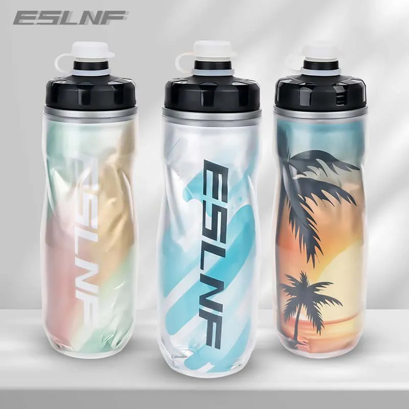 ESLNF Cycling Keep Cold Water Bottle 610ml Leak-proof Squeezable Lightweight Taste-free Outdoor Gym Sports Bicycle Portable Cup