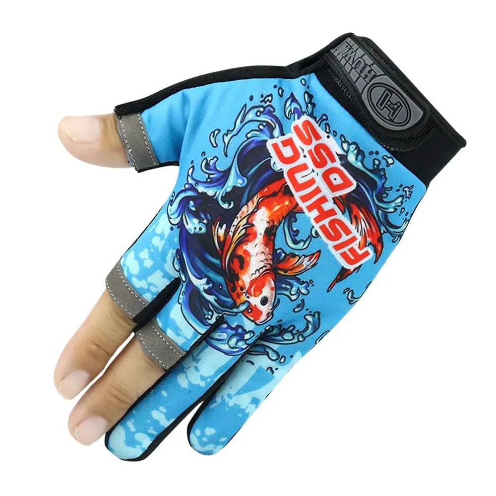 Fishing Gloves Outdoor Anti-slip 3 Fingers Cut Fishing Gloves Survival Camping Hiking Cycling Rescue Gloves Fishing Accessories-WAYBIKER