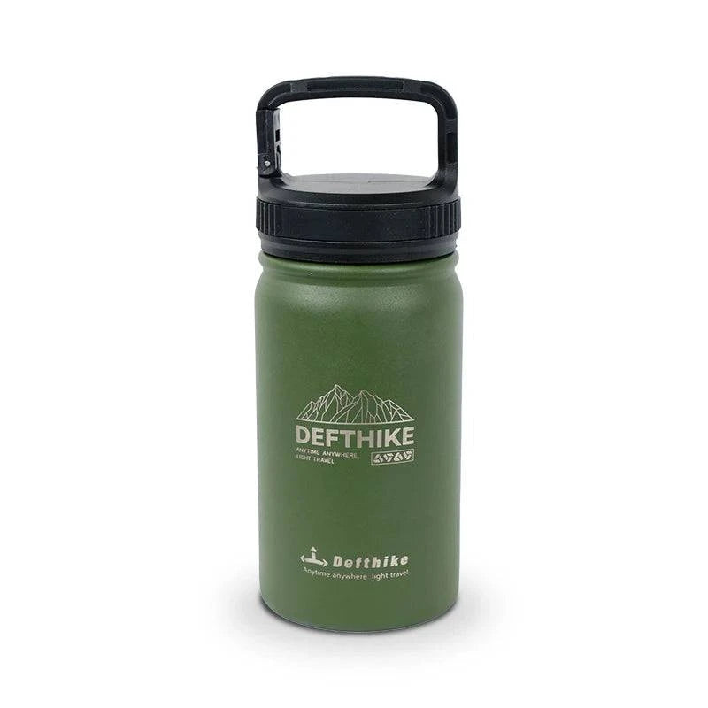 Defeike Portable Outdoor Water Cup with Handle for Fitness Gym, Insulated Cup, 304 Stainless Steel Mountaineering Water Cup-WAYBIKER
