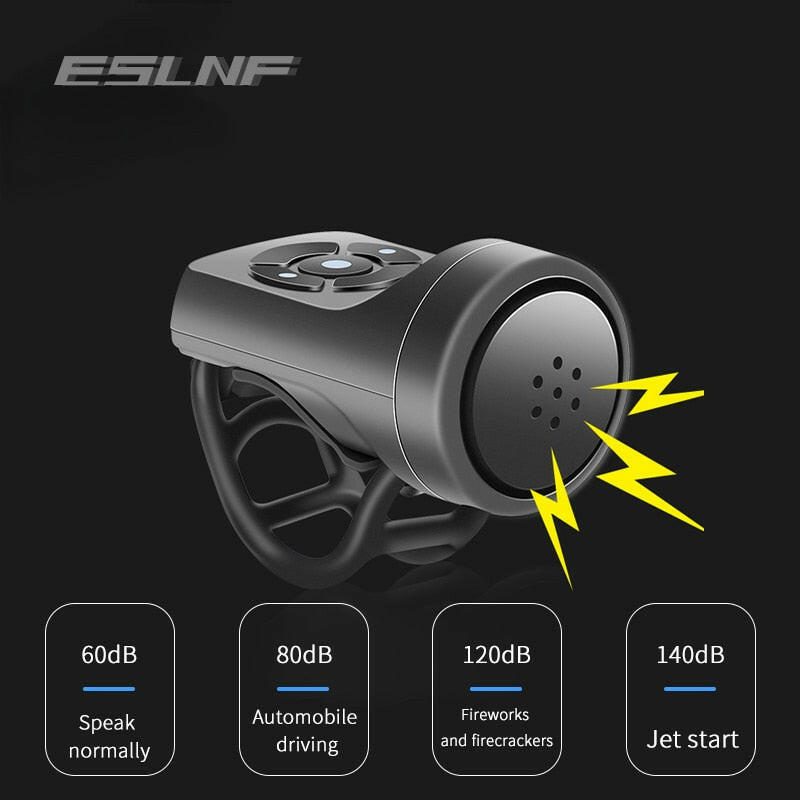 ESLNF Bicycle Bell Rechargeable Bike Motorcycle Electric Anti-theft Alarm Horn Loud Alarm Ring Bell Road Cycling Accessories