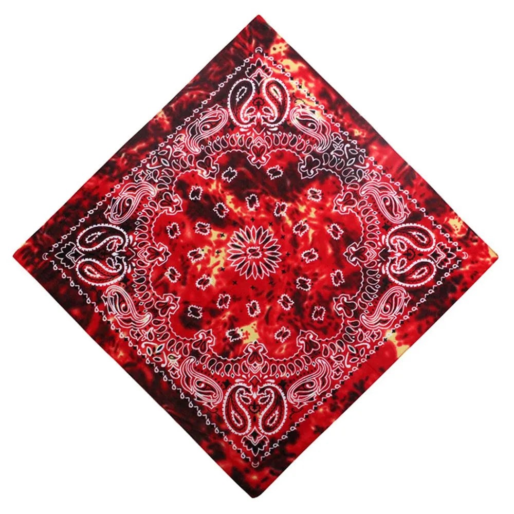 Square Scarf Hair Band Neck Scarf Cotton Bandana Hip Hop Paisley Headband Kerchief Neck Wrap Cashew Tie-dye Seamless Scarves DIY-WAYBIKER