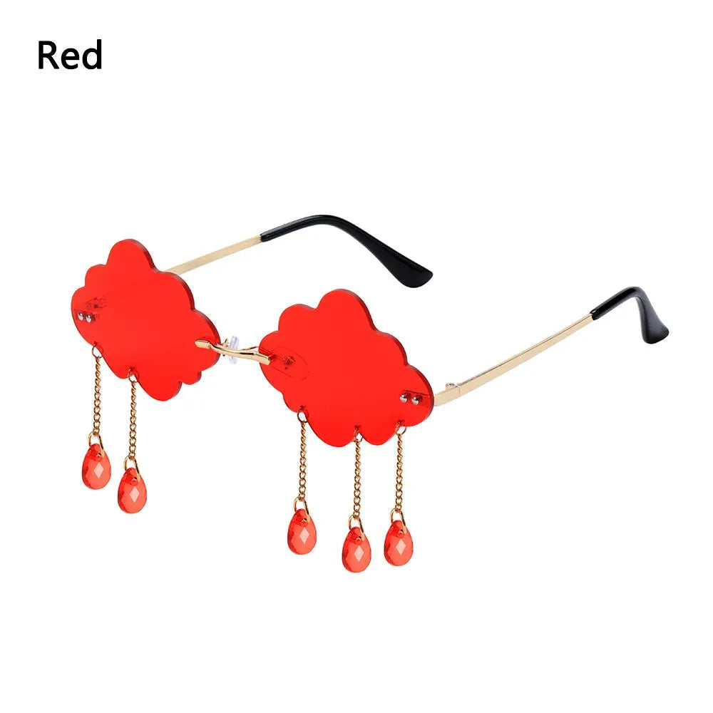 Fashion UV400 Clouds Sunglasses Tassel Steampunk Sunglasses Rimless Sunglasses Shades Metal Temples Sunglasses-WAYBIKER