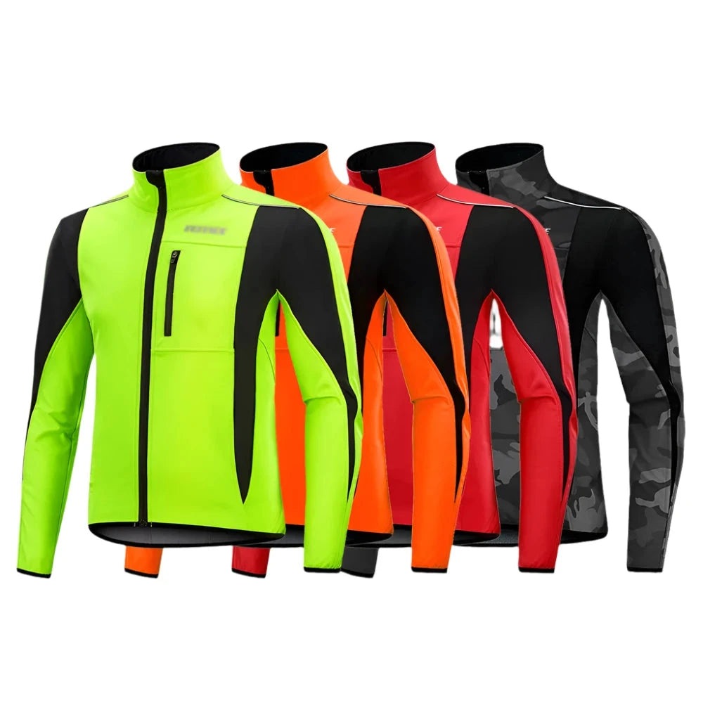 Cycling Jacket Warm Up Thermal Fleece Cycling Jacket Bicycle MTB Road Bike Clothing Windproof Waterproof Long Jersey Jersey-WAYBIKER