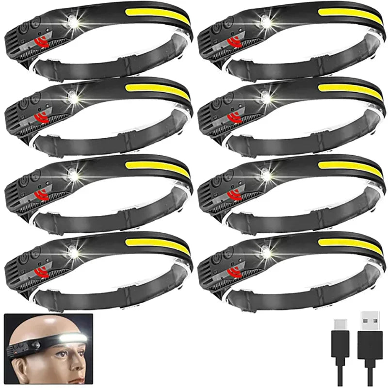 Head Flashlight Headlight Led Head Lamp Rechargeable Led Headlamp Work Light Camping Searchlight Torch With Built-in Battery-WAYBIKER