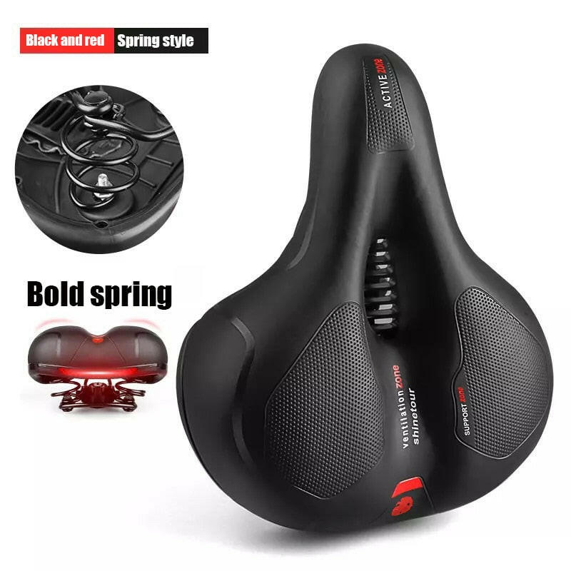 Bike Seat Bicycle Saddle with Taillight Mountain Cushion Bicycle Big Butt Widened Soft Saddle Comfortable Seat Bike Accessories-WAYBIKER
