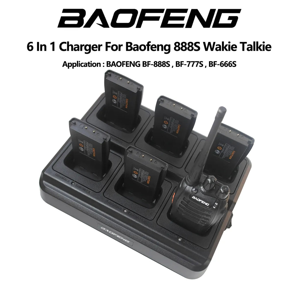 BAOFENG Six Way Desk Charger For BF-666S BF-777S BF-888S Ham Two Way Radio 6 In 1 Universal Rapid Replenisher Fast Chargering-WAYBIKER