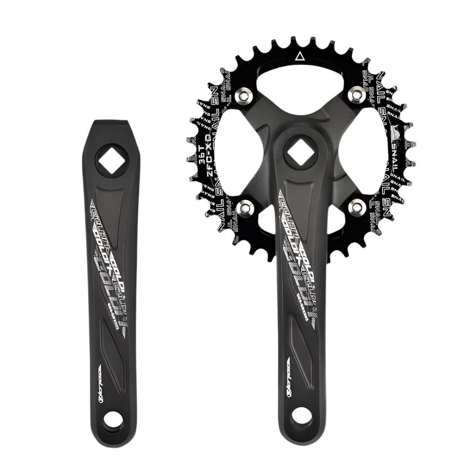 GOLDIX Square Hole Bicycle Crankset Aluminum Alloy MTB Crank 170/175mm Length Narrow Wide Teeth 104BCD 32/34/36/38/40/42T-WAYBIKER