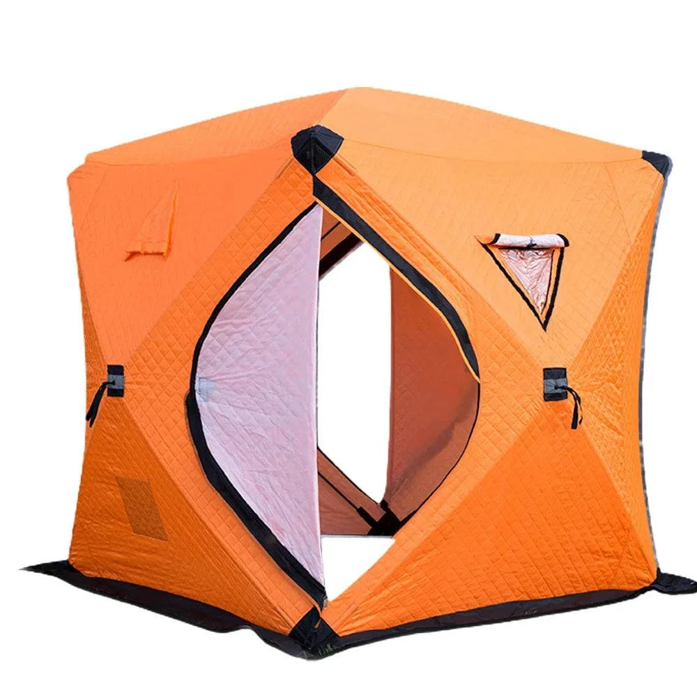 Portable Winter Ice Fishing Tent Outdoor Winter Camping Tent Thickened Warm Three-layers Cotton Shelter Waterproof Windproof-WAYBIKER