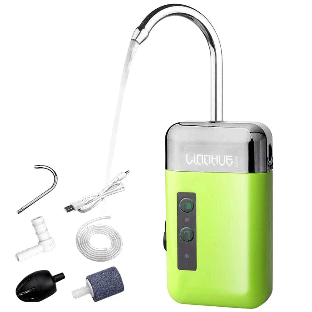Portable Mini Oxygen Pump With Air Stone Tube 3-in-1 Sensing USB Charging Automatic Water Pump LED Lighting For Outdoor Fishing-WAYBIKER