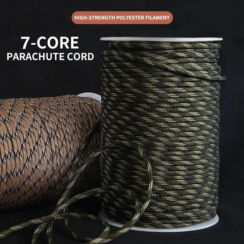 5M Glow In The Dark Luminous Paracord 550 100FT Parachute Cord Lanyard Rope 9 Strands Cores Outdoor Survival Ropes-WAYBIKER
