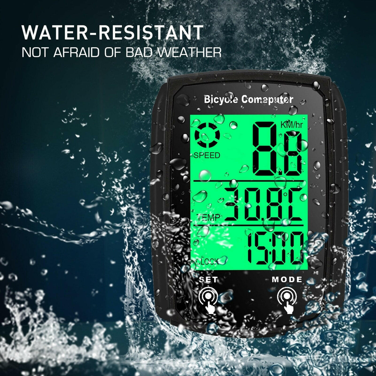 19 Functions Wired Bike Computer Touch Bike Speedometer Odometer Water