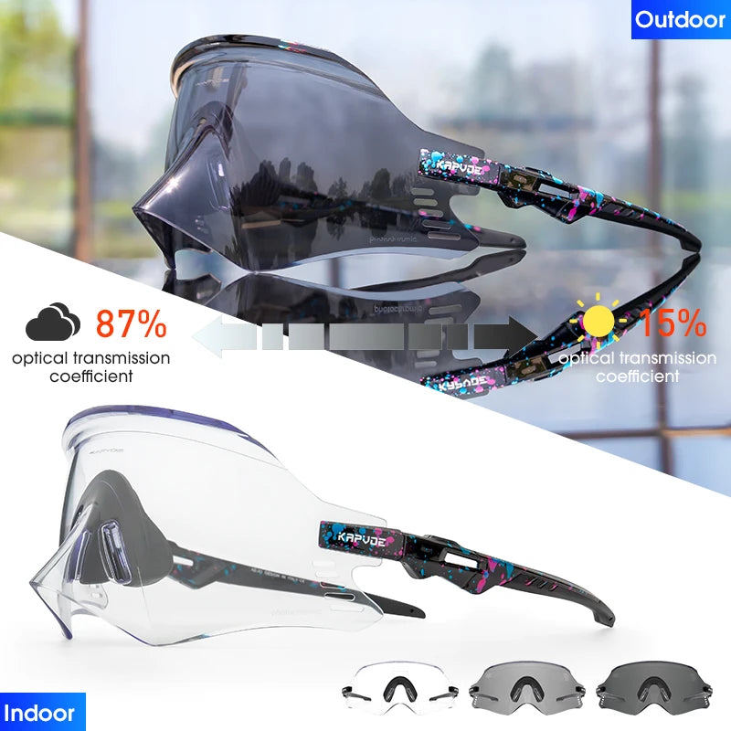 Kapvoe-Photochromic Sports Sunglasses for Man Road MTB Bicycle Glasses Riding Goggle Sports Eyewear Bike Women Cycling Glasses