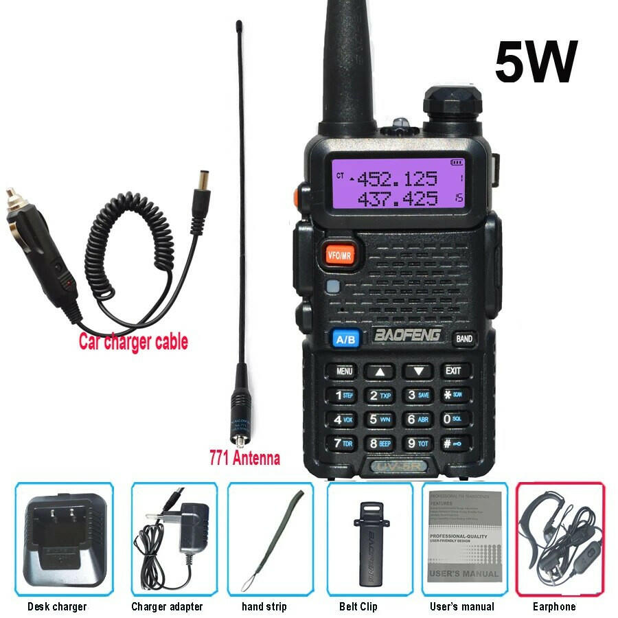 Original Baofeng UV-5R FM Walkie Talkie 5W Portable Ham Amateur CB Radio Dual Band VHF/UHF Transceiver Two Way Radios Hunting-WAYBIKER