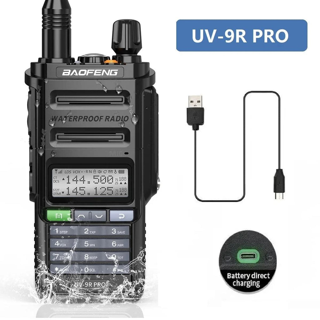 Baofeng UV-9R Pro V1 V2 Walkie Talkie IP68 Waterproof Dual Band Type-C Long Range Upgrade Tri-power Ham CB Radio Two Way Radio-WAYBIKER