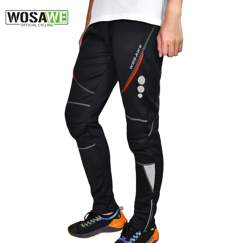WOSAWE Windproof Men's Cycling Pants Winter Fleece Lining Waterproof Warm Mountain Bike Bicycle Riding Fishing Fitness Trousers-WAYBIKER