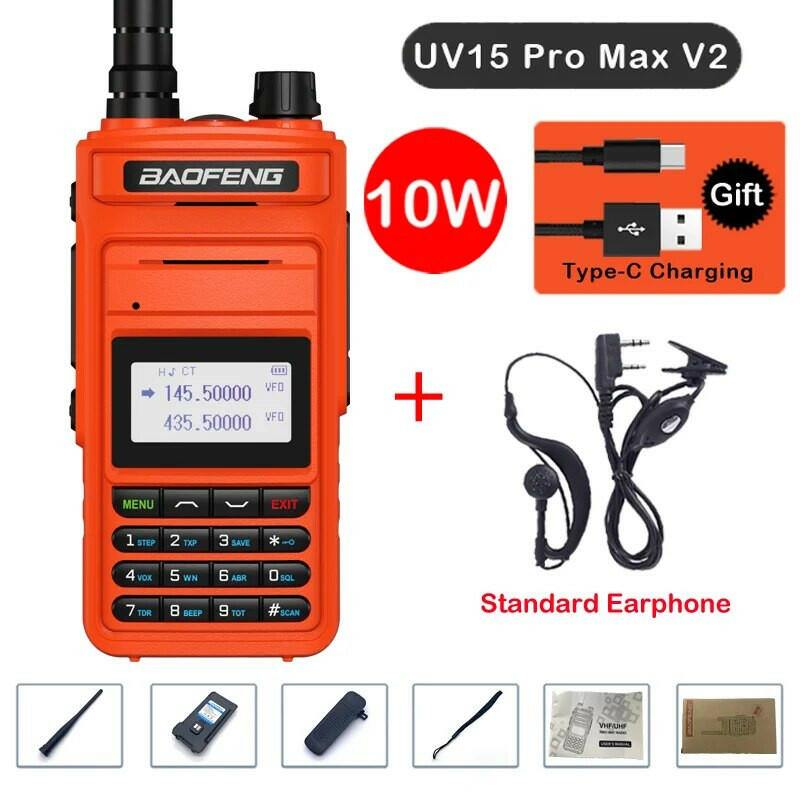 2023 Baofeng UV15 Pro Max True 10W Long Range FM Walkie Talkie 999 Channel Dual Band CB Ham Radio Type-C Charger Two Way Radio-WAYBIKER