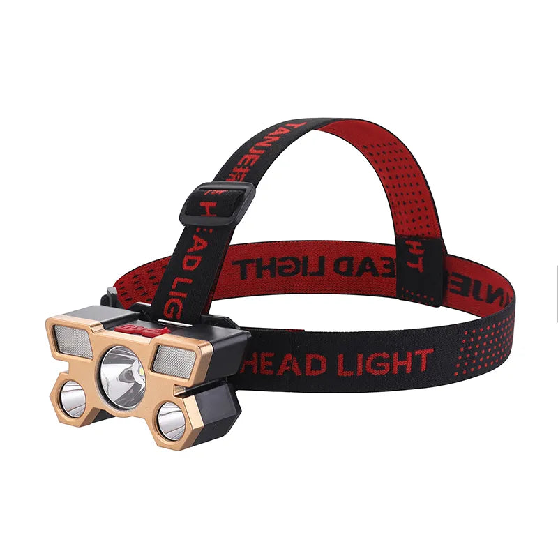 USB Rechargeable Headlamp Portable 5LED Headlight Built In Battery Torch Portable Working Light Fishing Camping Head Light-WAYBIKER