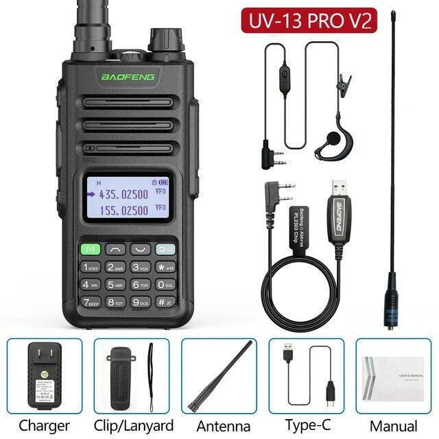 Baofeng UV-13 PRO Ham Radio 16 KM Long Range Distance Dual Band 999 Channel Type-C Charging Walkie Talkie Upgrade UV-5R UV-10R-WAYBIKER