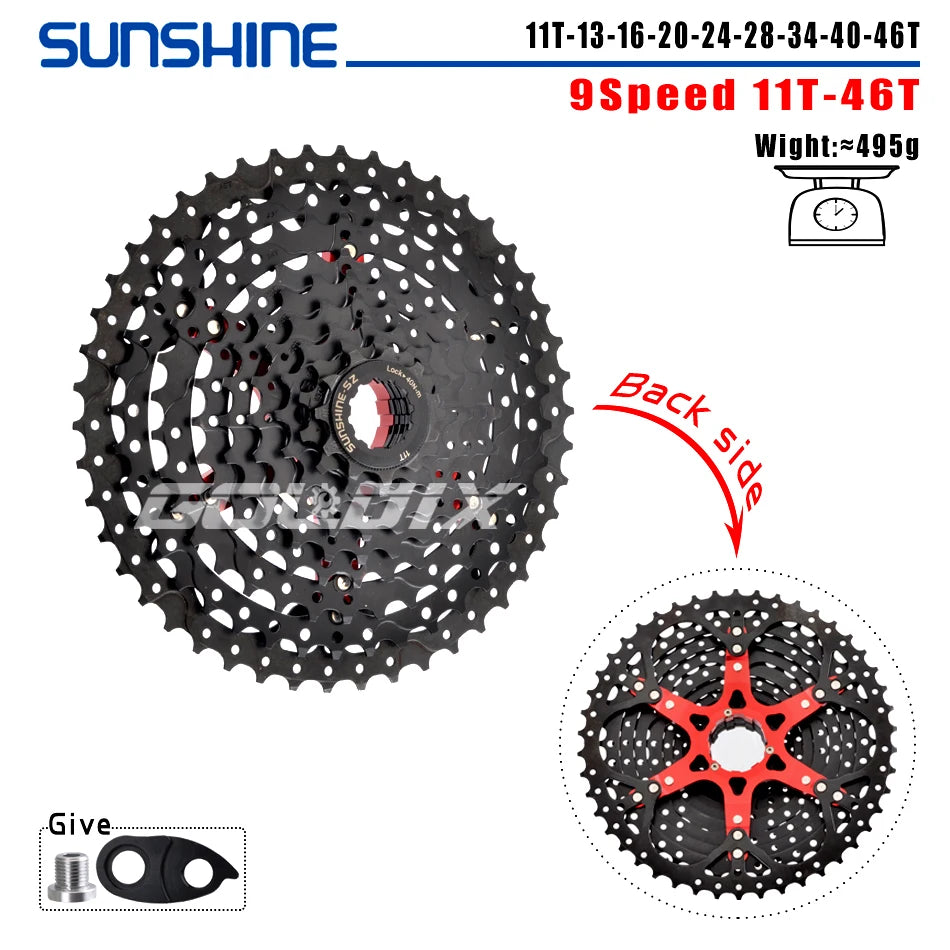 SUNSHINE MTB Cassette 8/9/10/11/12 Speed 40/42/46/50/52T Black K7 Cassette Sprocket for SHIMANO HG Structure