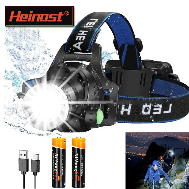 T6 Led Headlamp Fishing Head Lamp 3 Modes Zoom Lamp Waterproof Super Bright Camping Light Powered By 2x18650 Batteries-WAYBIKER