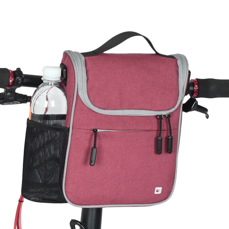 Rhinowalk Bicycle Front Bag Large Capacity Multi-function Handle Bag Folding Bike Electric Bicycle Bag, Light Rose Red, Full Black, Dark Gray